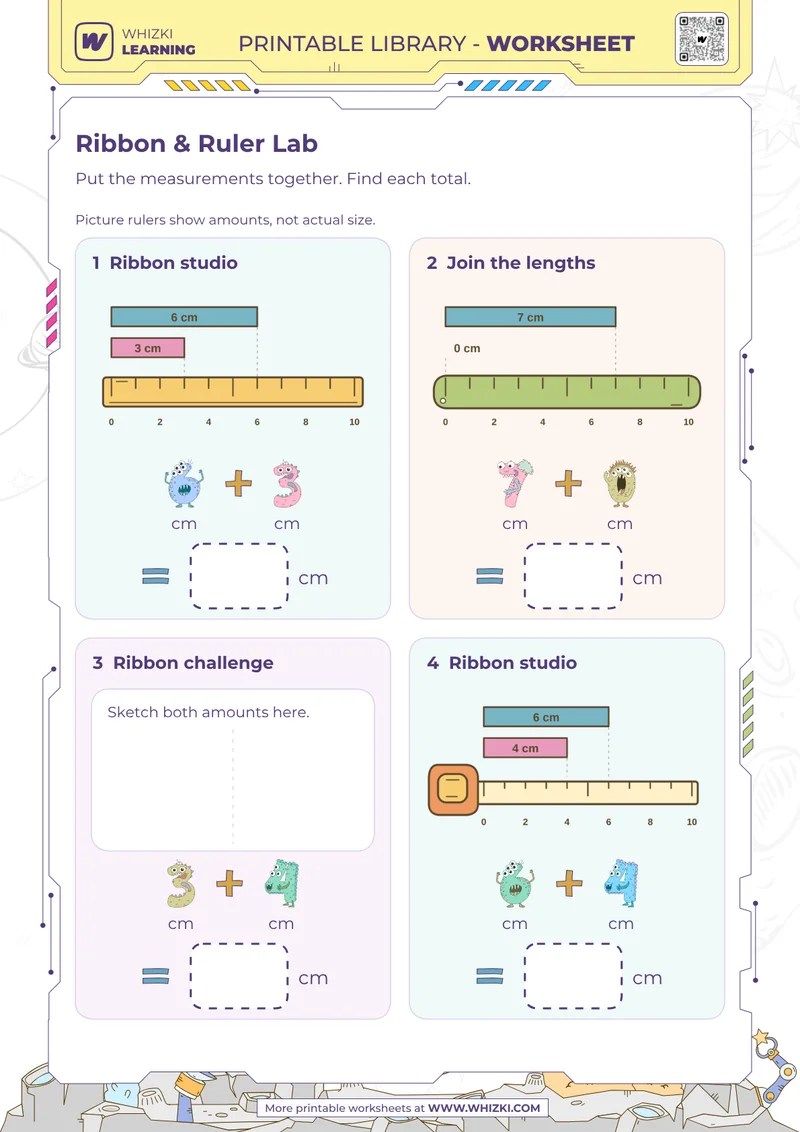 Centimeter Addition Measurement Worksheet