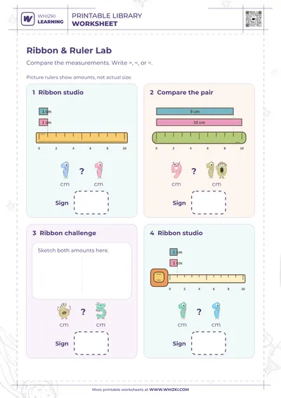 Centimeter Comparison Measurement Worksheet