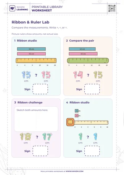 Centimeter Comparison Measurement Worksheet
