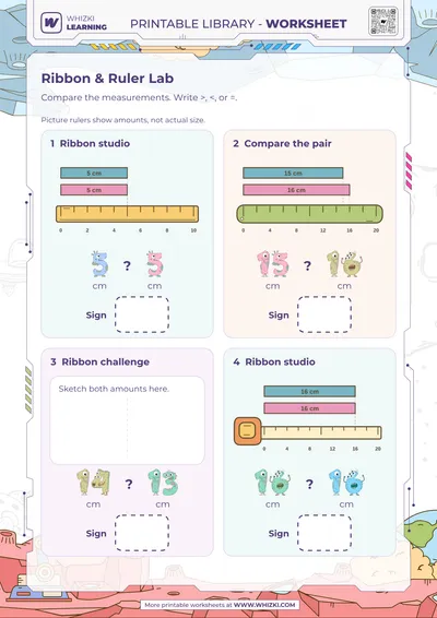 Centimeter Comparison Problems Worksheet