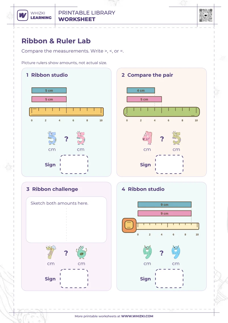 Centimeter Comparison Worksheet