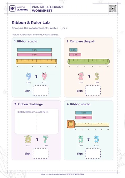 Centimeter Comparison Worksheet