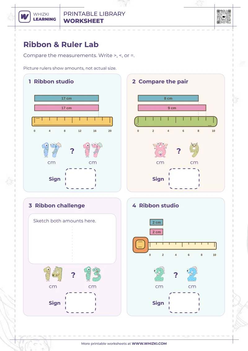 Centimeter Comparison Worksheet