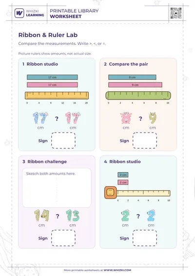 Centimeter Comparison Worksheet