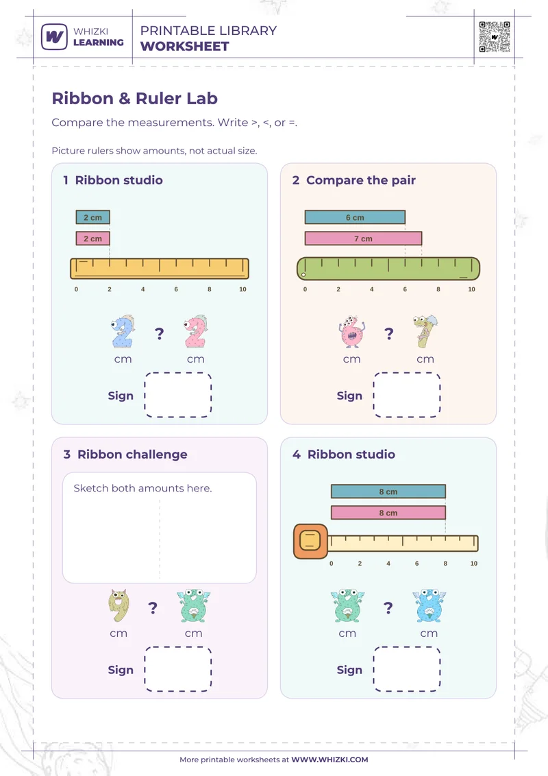 Centimeter Comparison Worksheet