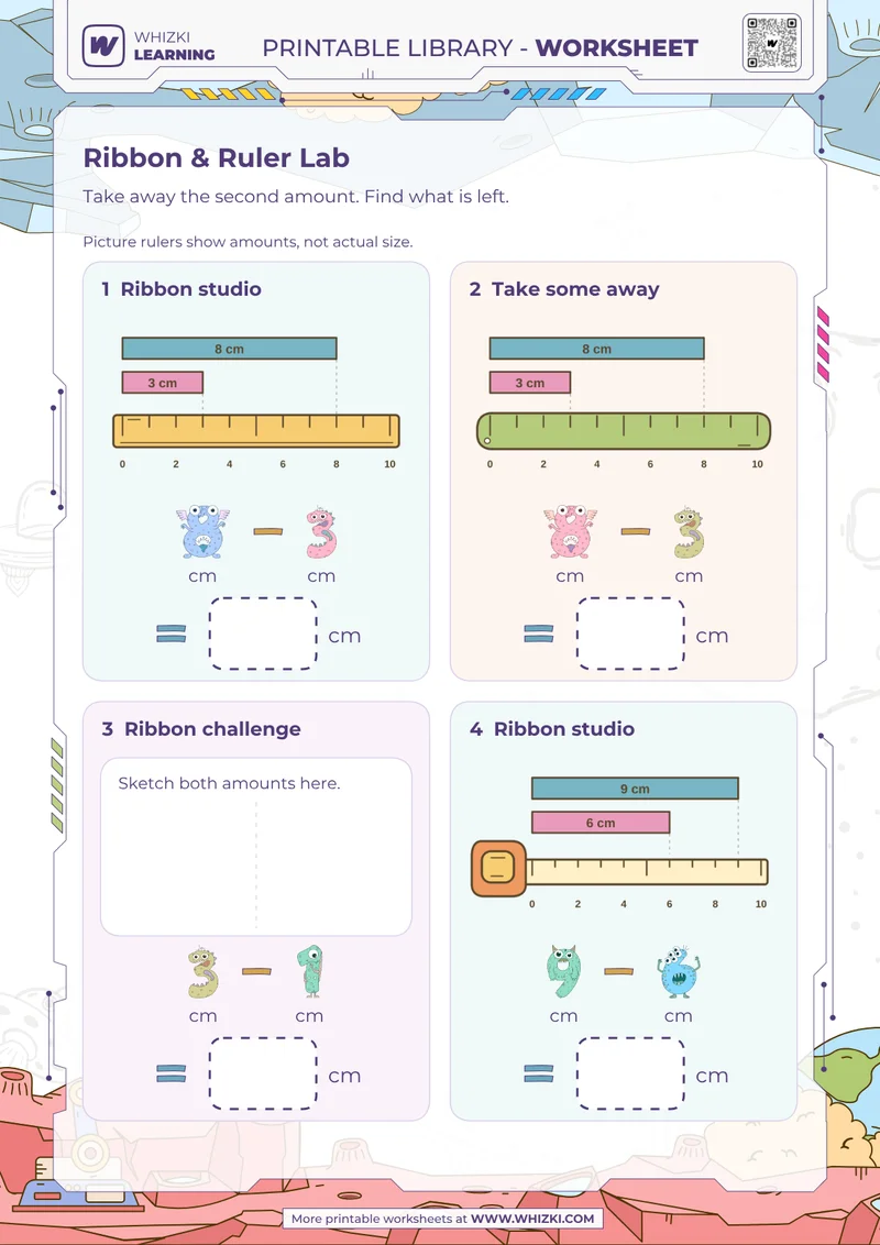 Centimeter Difference Measurement Worksheet