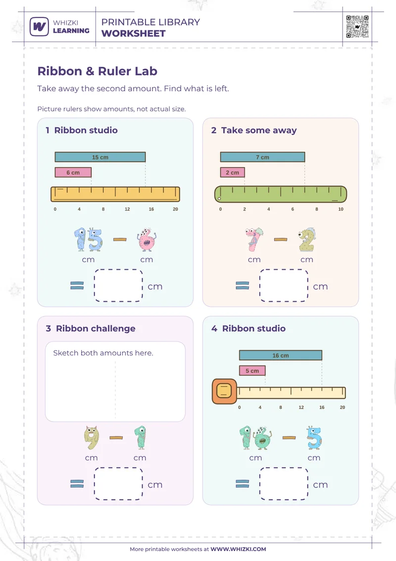 Centimeter Difference Measurement Worksheet