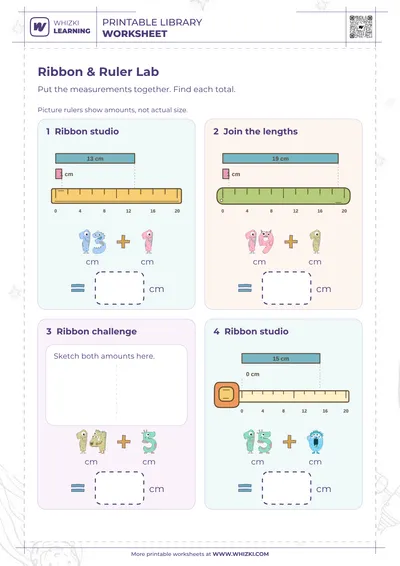 Centimeter Measurement Addition Worksheet