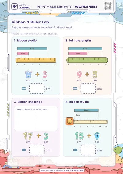 Centimeter Measurement Addition Worksheet
