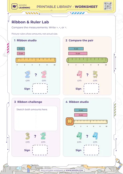 Centimeter Measurement Comparison Worksheet