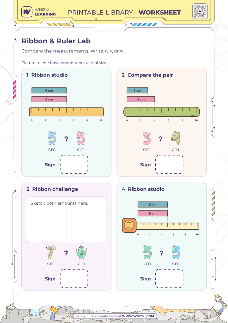 Centimeter Measurement Comparison Worksheet