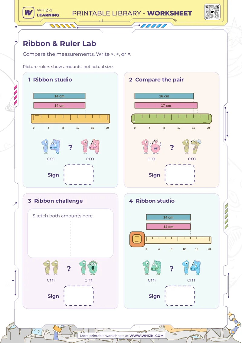 Centimeter Measurement Comparison Worksheet