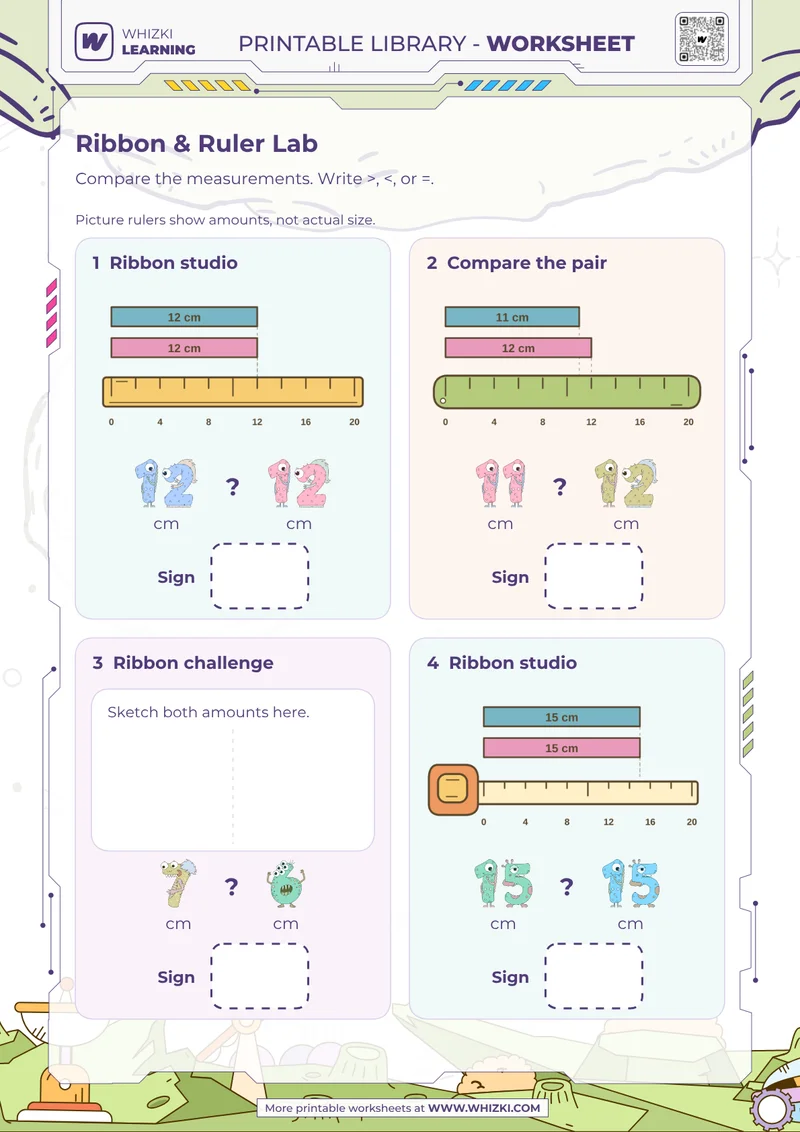Centimeter Measurement Comparison Worksheet