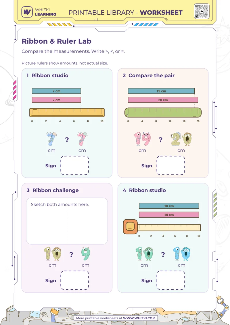 Centimeter Measurement Comparison Worksheet