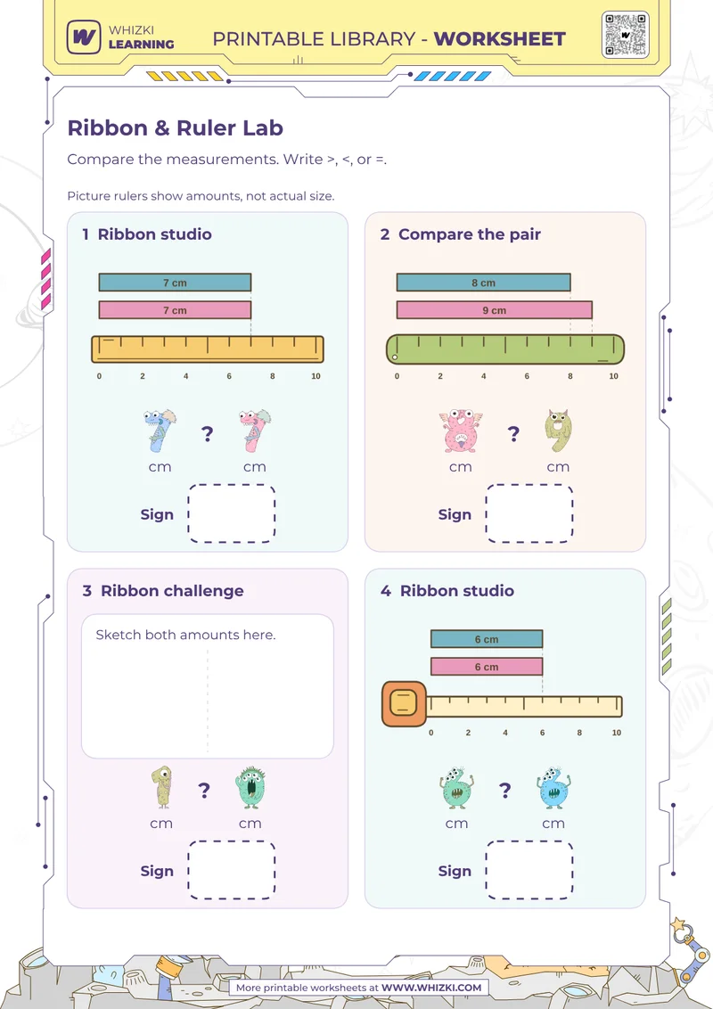 Centimeter Measurement Comparison Worksheet