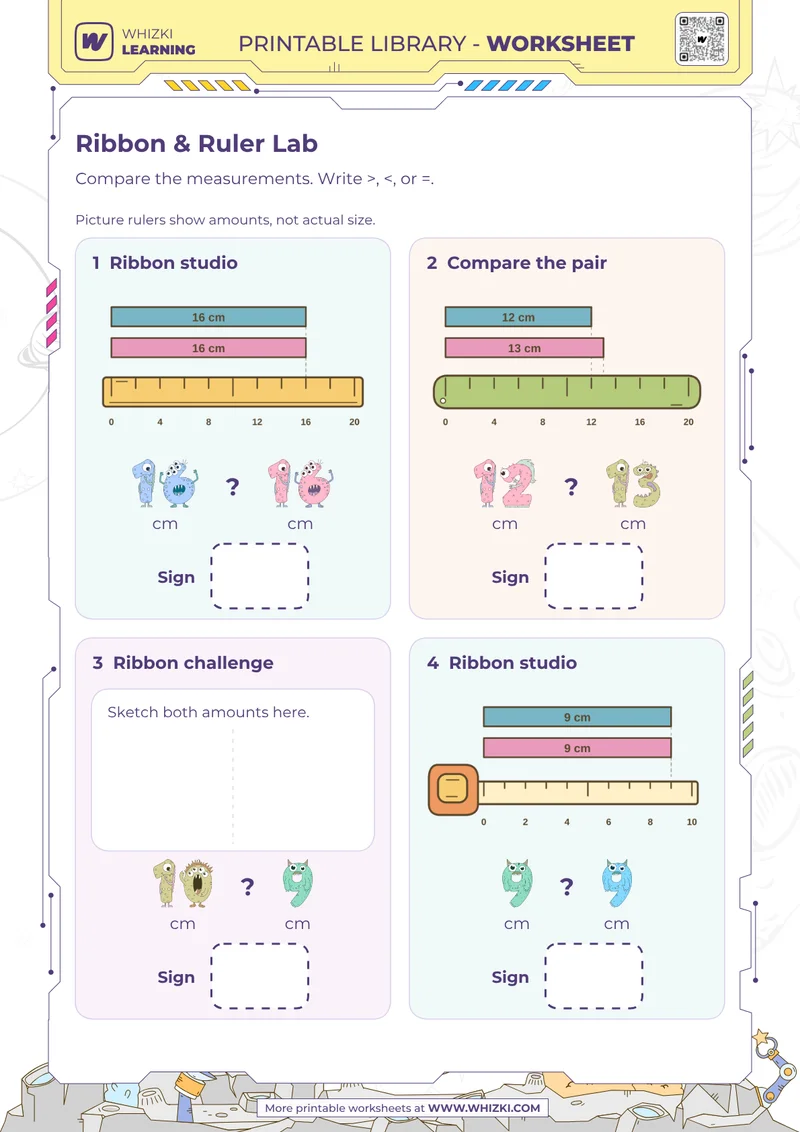 Centimeter Measurement Comparison Worksheet