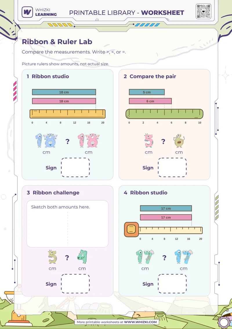 Centimeter Measurement Comparison Worksheet