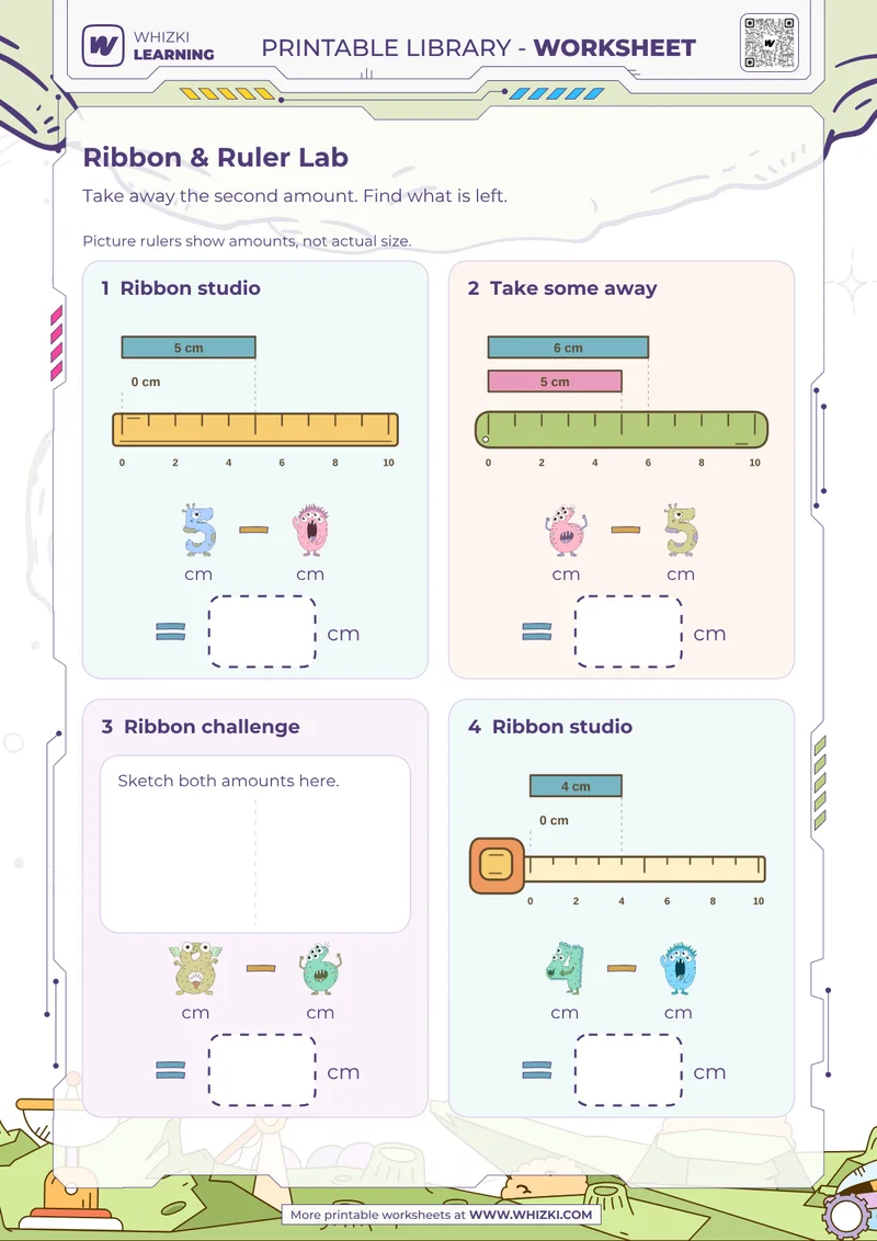Centimeter Subtraction Measurement Worksheet