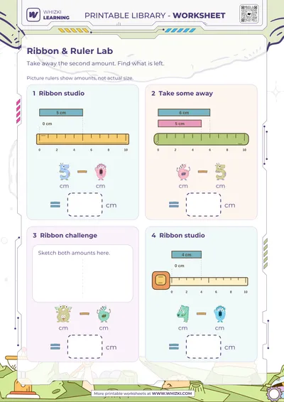 Centimeter Subtraction Measurement Worksheet