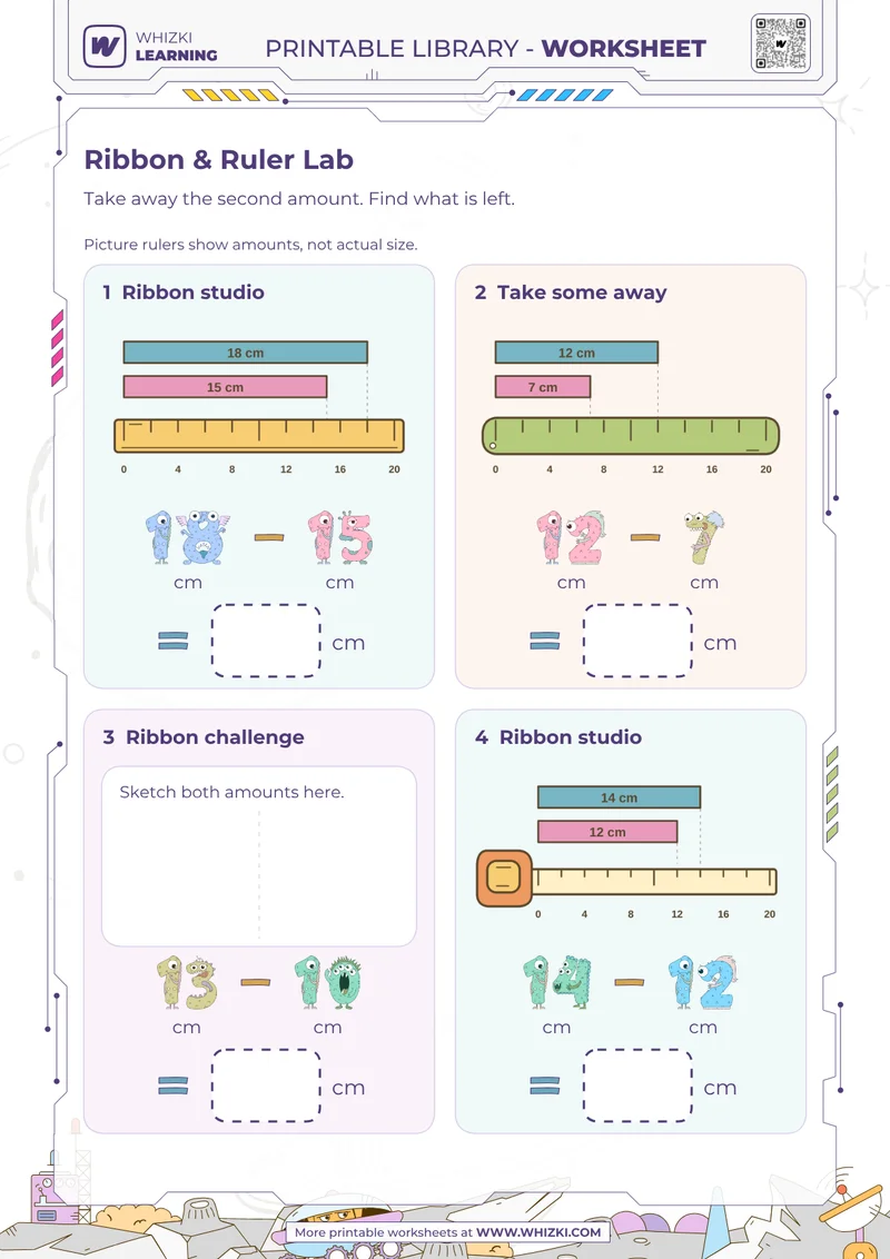 Centimeter Subtraction Measurement Worksheet
