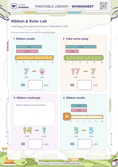 Centimeter Subtraction Measurement Worksheet