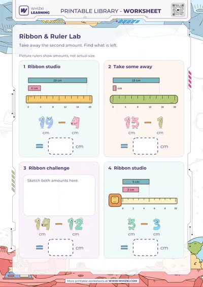 Centimeter Subtraction Measurement Worksheet
