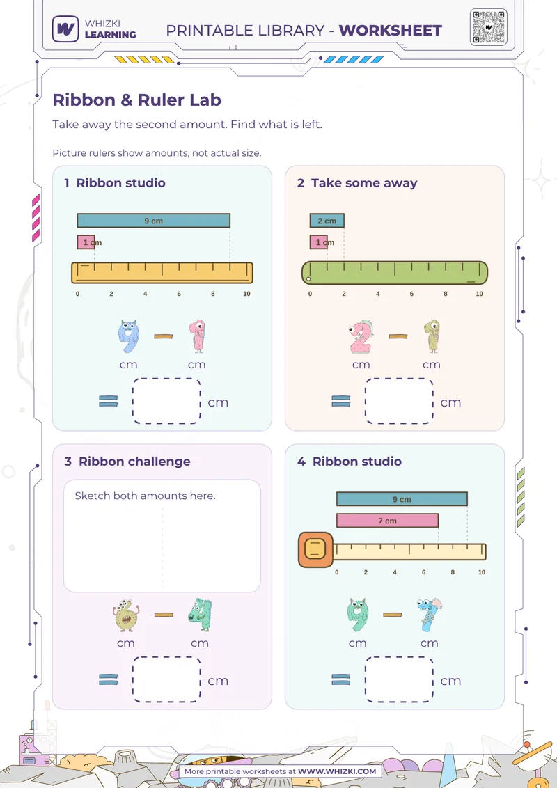 Centimeter Subtraction Measurement Worksheet