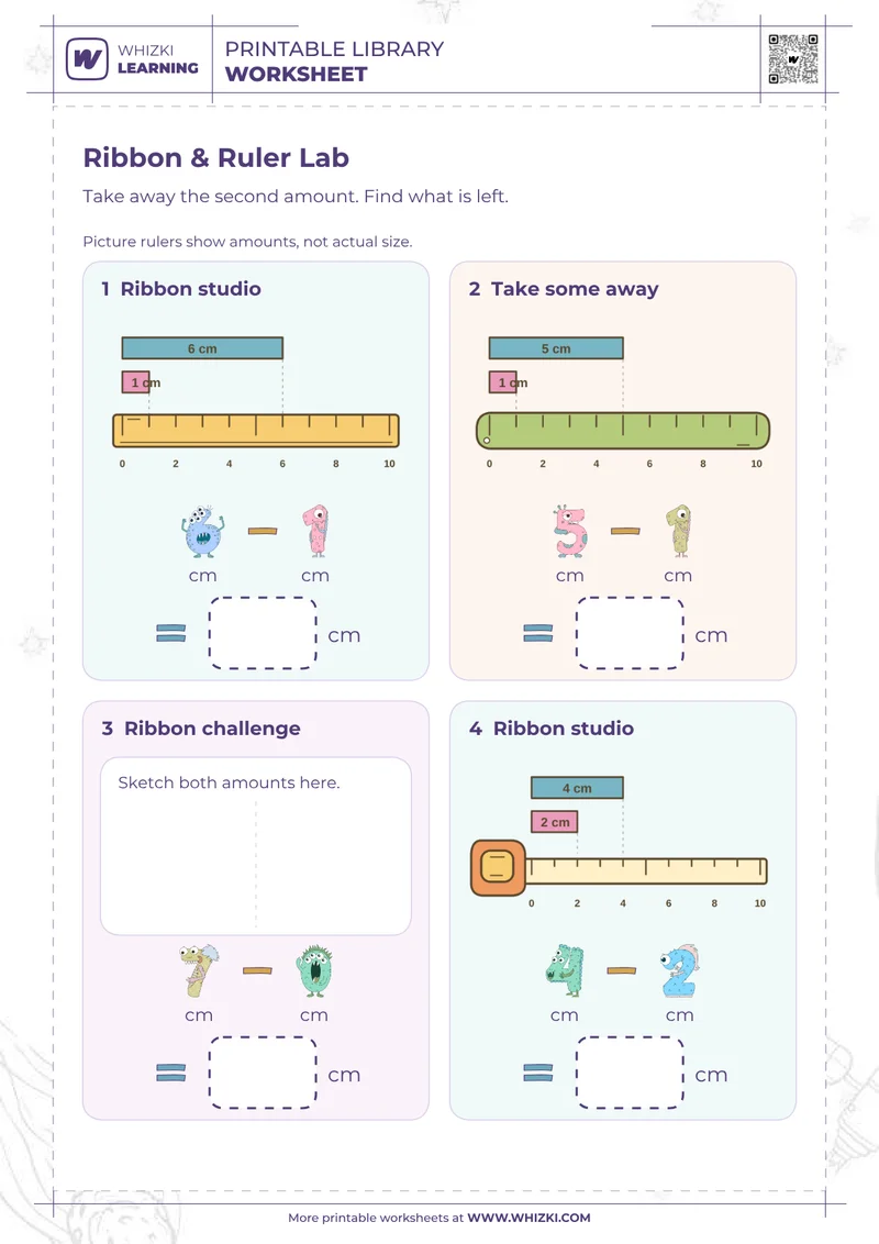 Centimeter Subtraction Worksheet