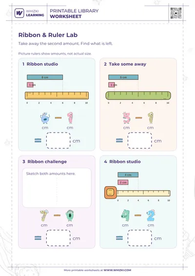 Centimeter Subtraction Worksheet