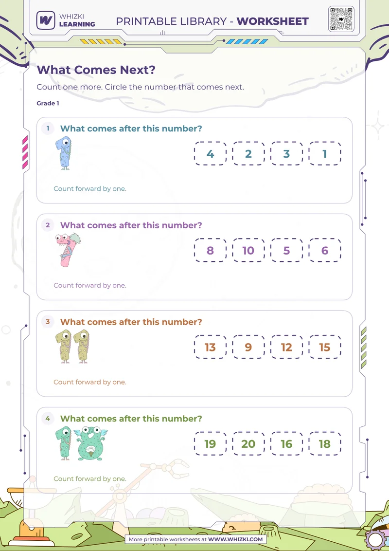 Choose the Next Whole Number Worksheet