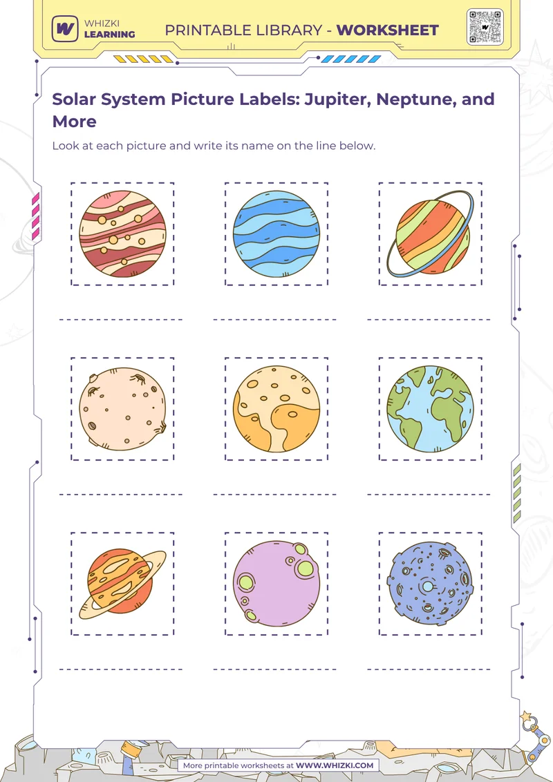Solar System Picture Labels: Jupiter, Neptune, and More