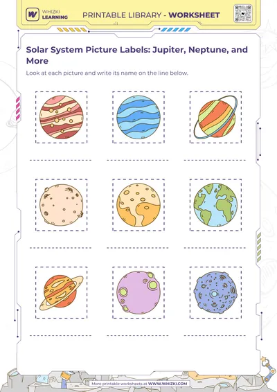 Solar System Picture Labels: Jupiter, Neptune, and More