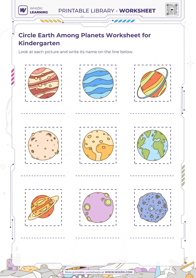 Circle Earth Among Planets Worksheet for Kindergarten
