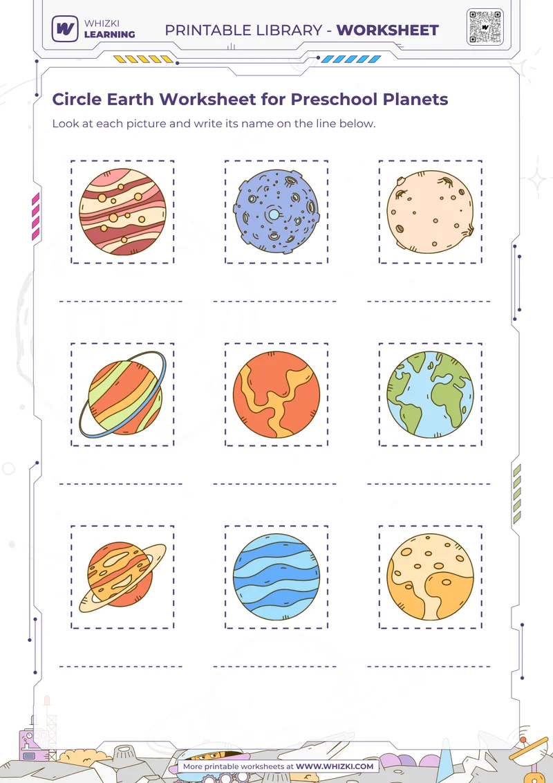 Circle Earth Worksheet for Preschool Planets
