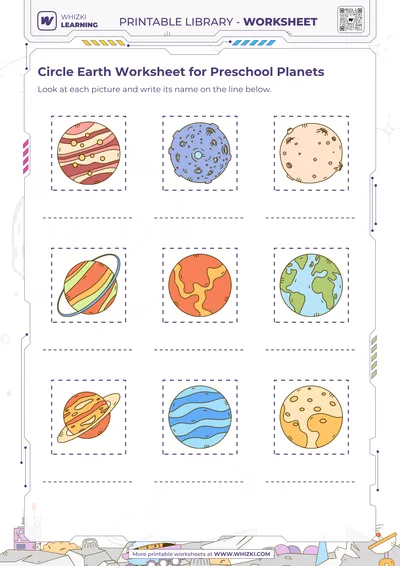 Circle Earth Worksheet for Preschool Planets