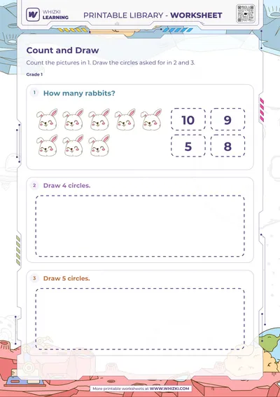 Circle Groups Count and Draw Worksheet