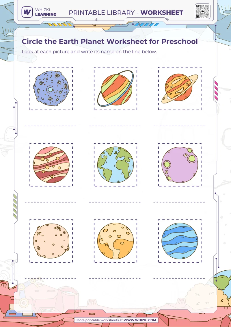Circle the Earth Planet Worksheet for Preschool