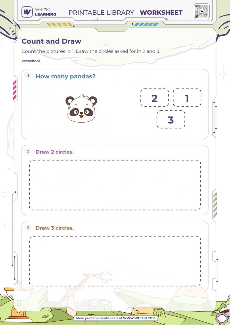 Circles Counting and Drawing Worksheet