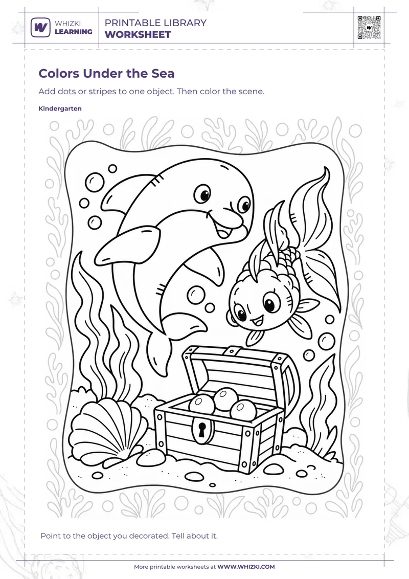 Colors Under the Sea Story Coloring Worksheet