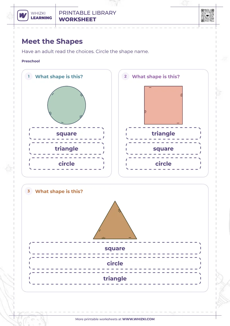 Common Shapes Recognition Worksheet