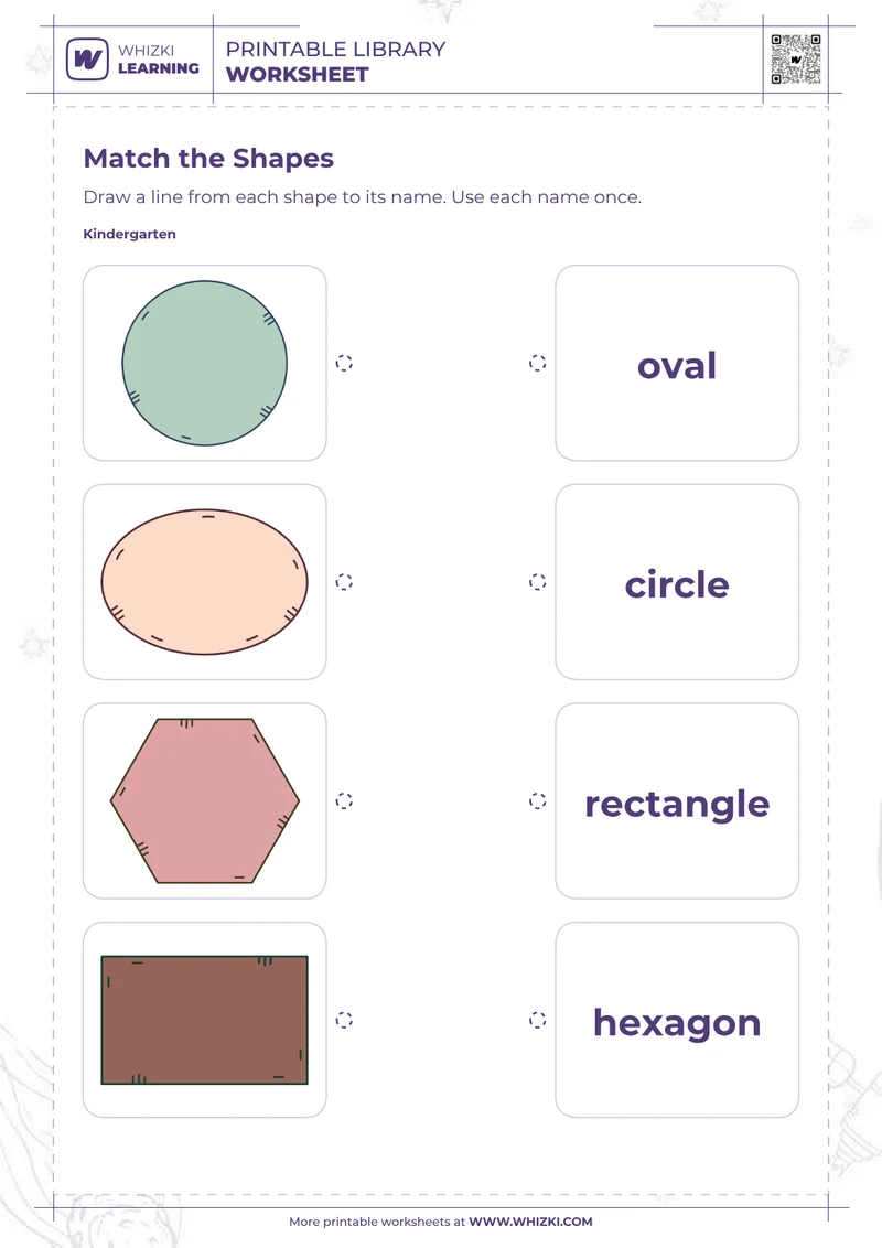 Common Two-Dimensional Shapes Matching Worksheet