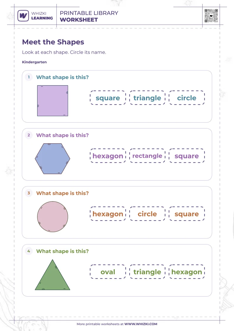 Common Two-Dimensional Shapes Worksheet
