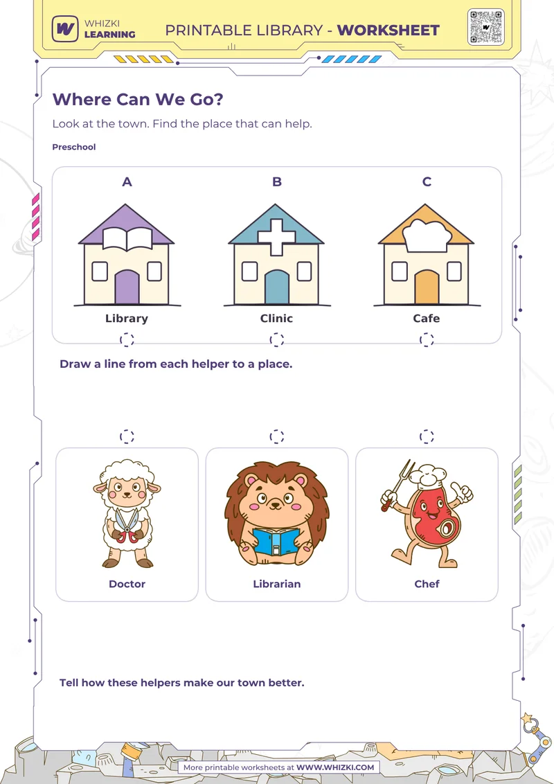 Community Helpers Matching Worksheet