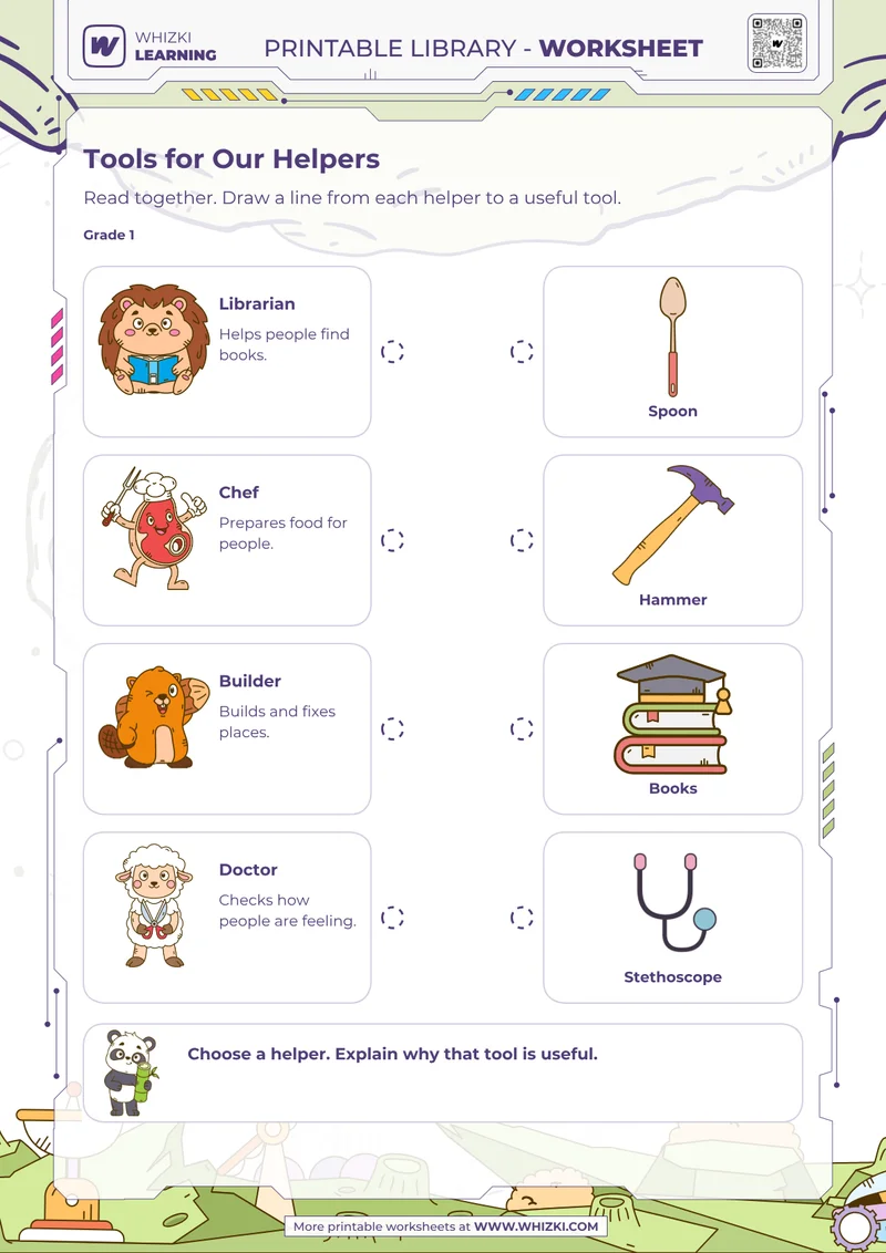 Community Helpers Worksheet for First Grade