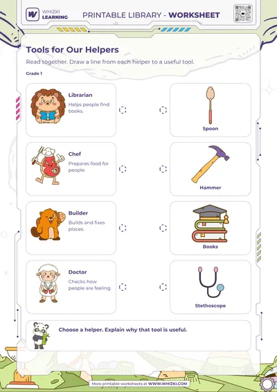 Community Helpers Worksheet for First Grade