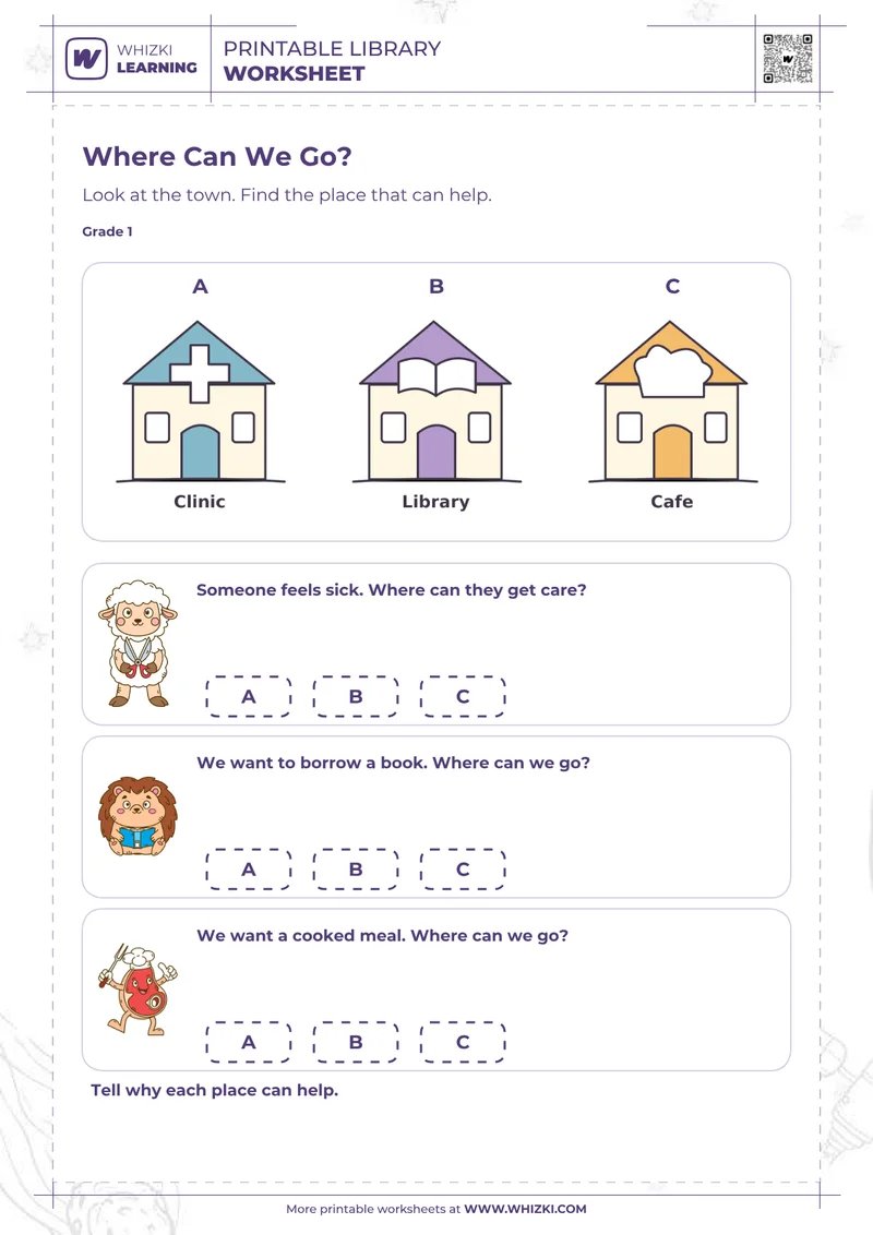 Community Helpers Worksheet for First Grade