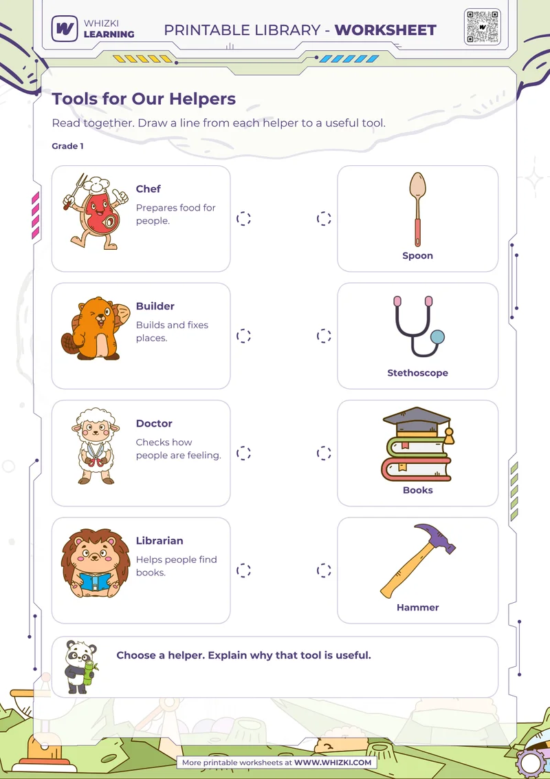 Community Helpers Worksheet for First Grade