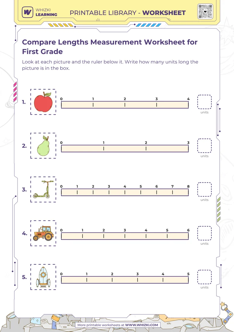 Compare Lengths Measurement Worksheet for First Grade