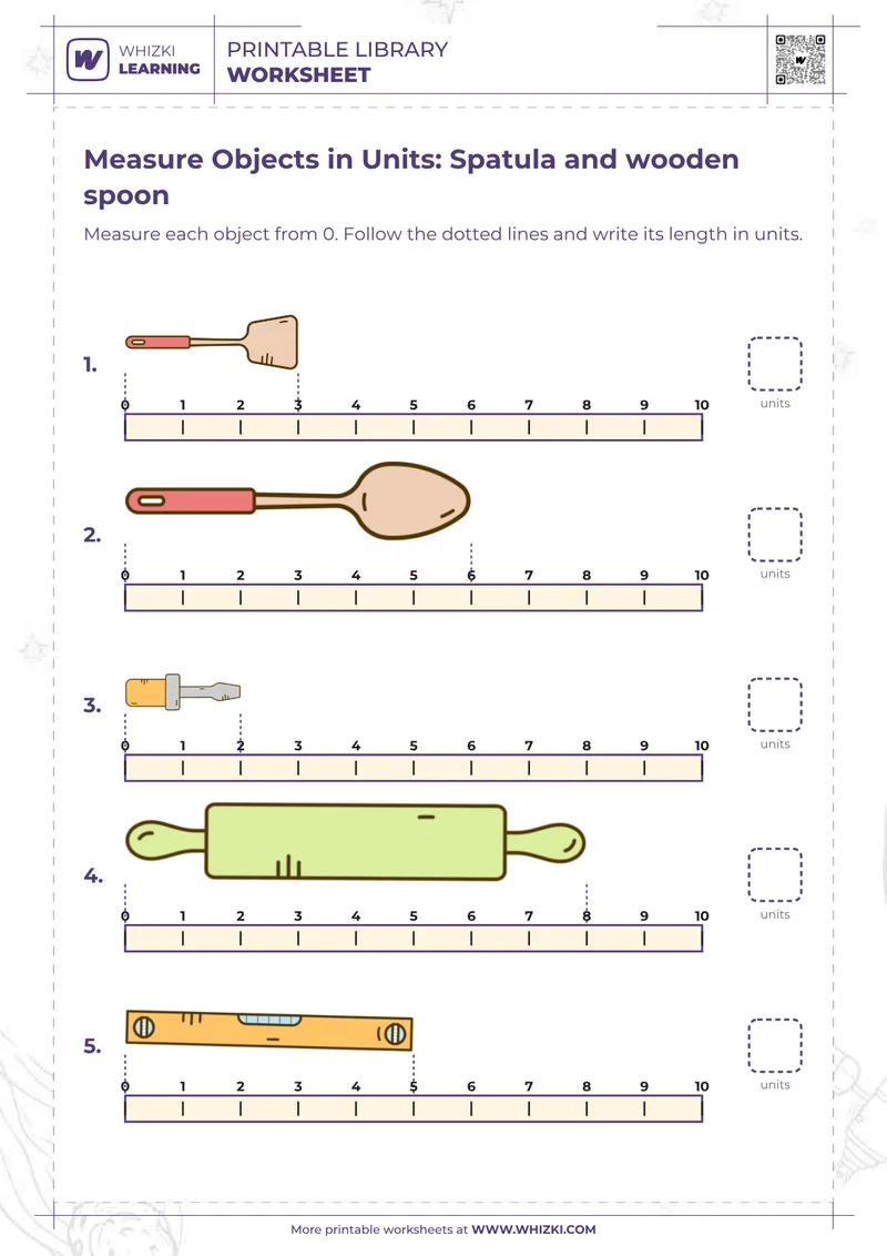 Measure Objects in Units: Spatula and wooden spoon