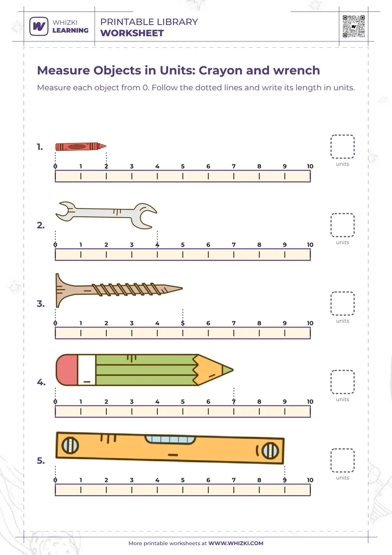 Measure Objects in Units: Crayon and wrench